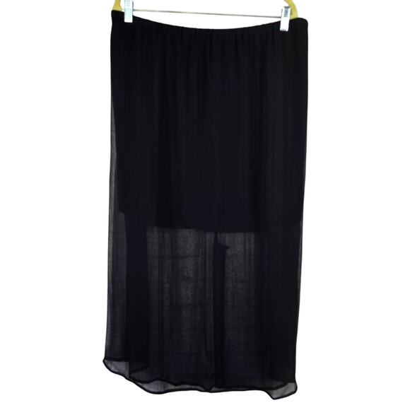 R J.Crew Black Gwyneth Layered Slip Skirt Crinkle Chiffon Sheer NWT Plus Size 3X - Picture 1 of 11